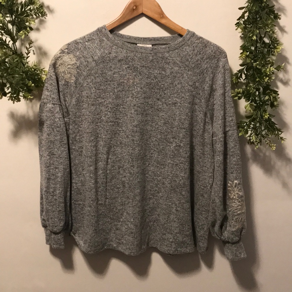 Gray knox rose floral print balloon long sleeve - Picture 3 of 5